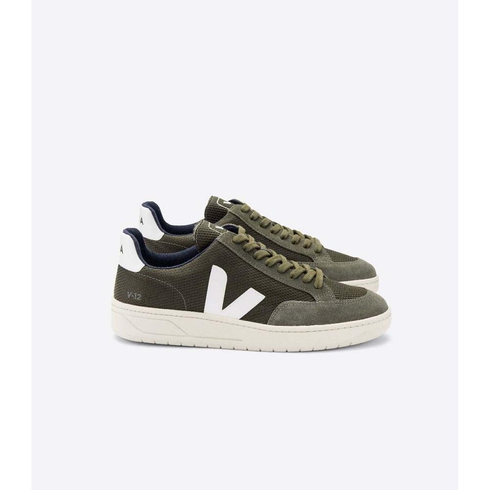 Men\'s Veja V-12 B-MESH Sneakers Olive | ZA 343ILH